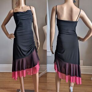 Vintage 90s Y2K City Triangles Midi Dress Prom Fairycore Whimsygoth Size L